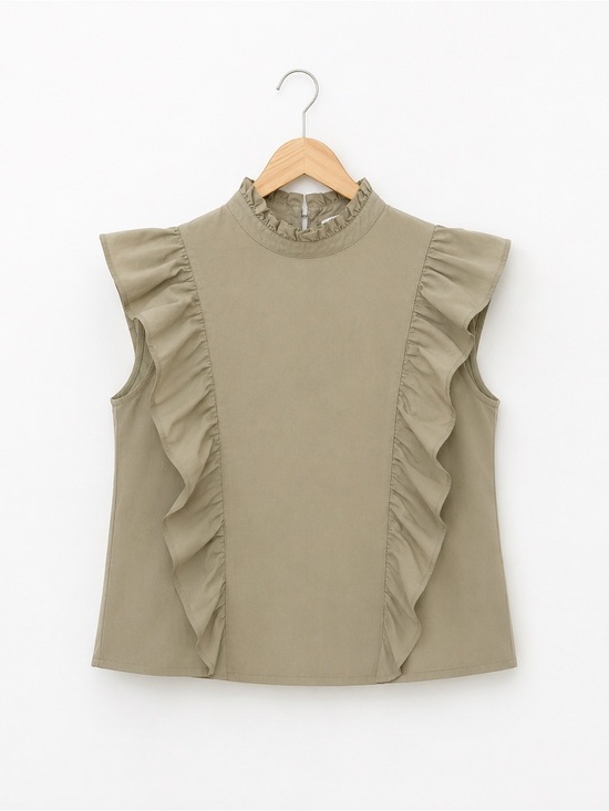 Zara Tops - Zara Ruffle Mock Neck Sleeveless Top Sage Green Size M